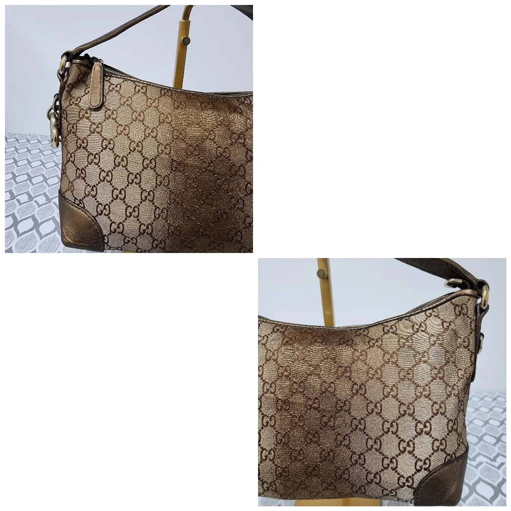Gucci GG Canvas Heart Bit Hobo Bag Brown